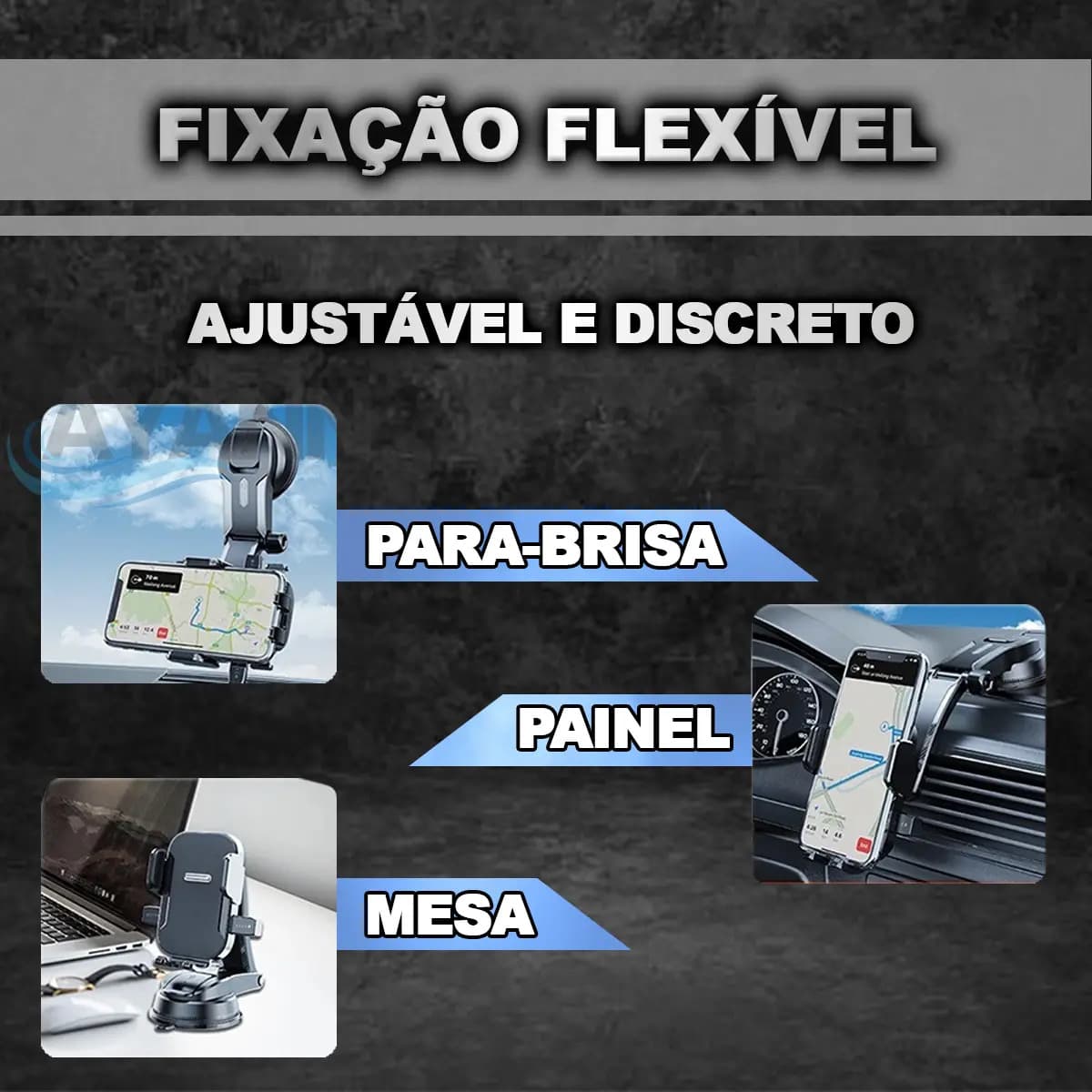 Suporte De Celular Veicular Automotivo Pra Carro Mesa Porta Painel Parede Caminhão Vw Up Jetta Volkswagen Ônix Corolla Gol 360° Universal — imagem 5