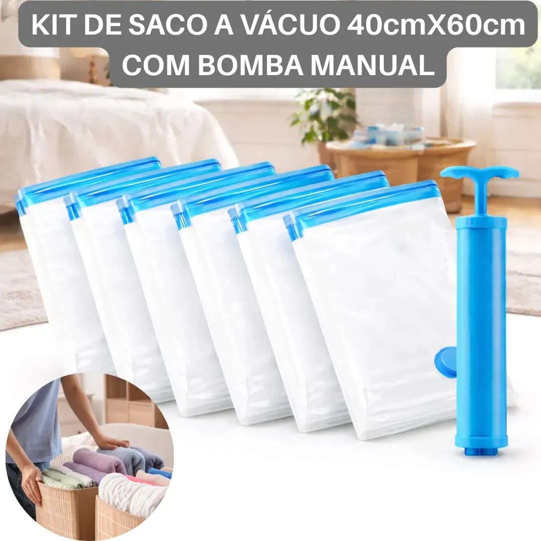 Kit 10 Sacos A Vácuo 40cmx60cm Kit Com Bomba Organizador De Roupas Viagem Casa Mala Otimização De Espaço — imagem 2
