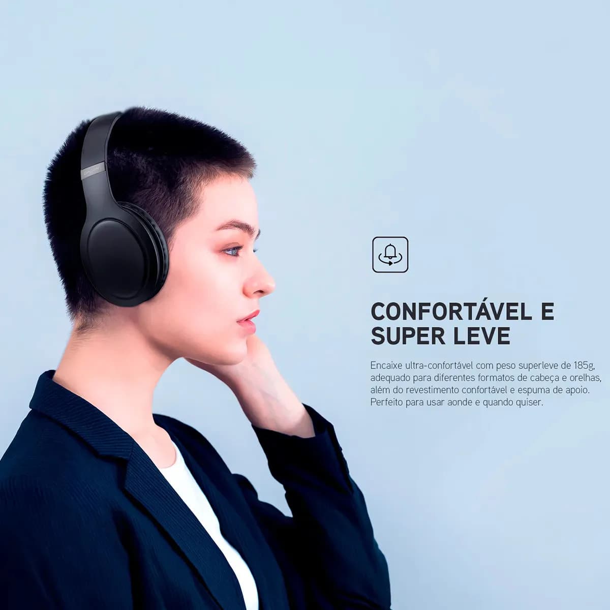Fone De Ouvido Headphone Dapon H02D Bluetooth 5.1 Over-ear 22h Preto — imagem 5