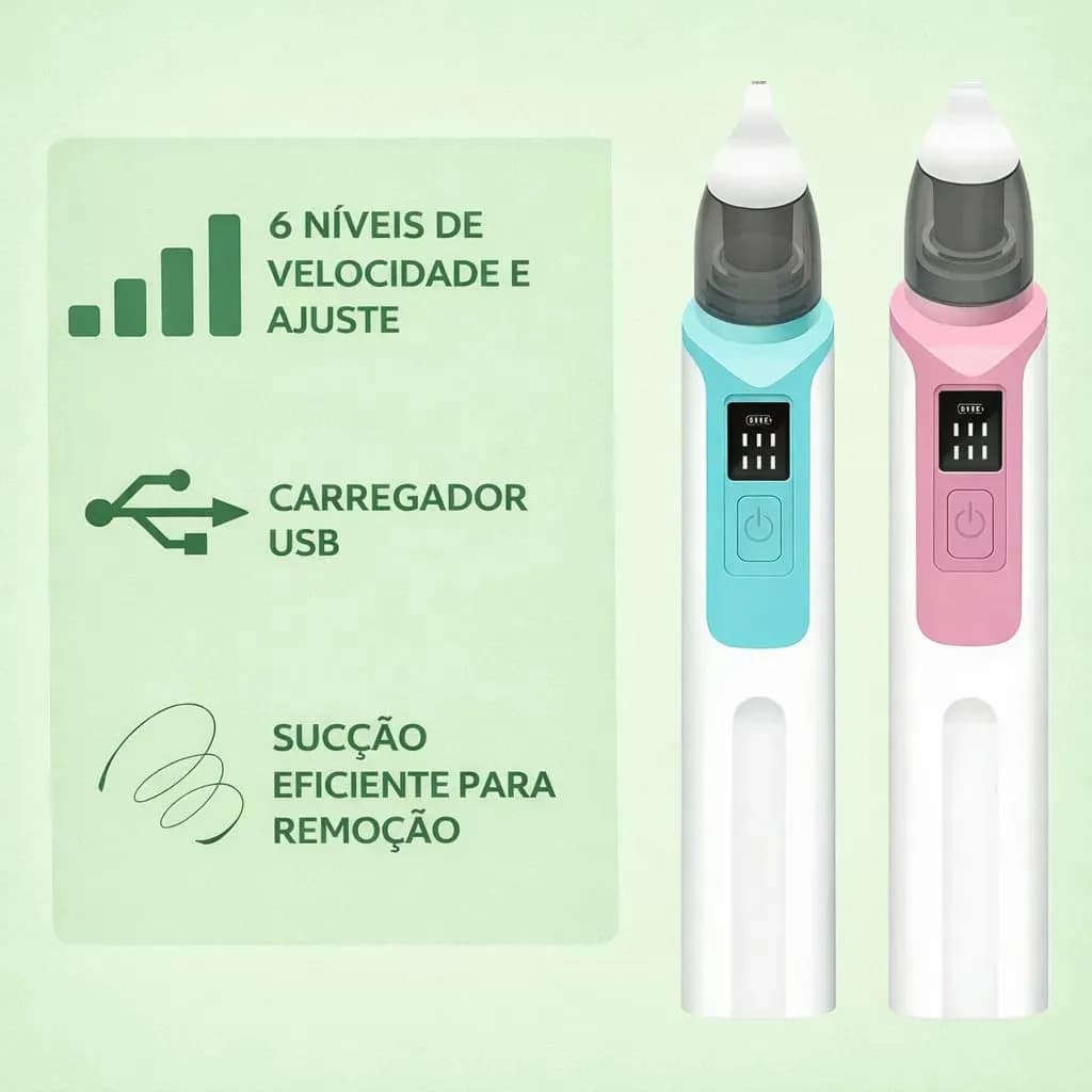 Sugador Aspirador Nasal Elétrico Nariz Ouvido Criança Bebe Cor Rosa Limpeza Veri Cluxe — imagem 2