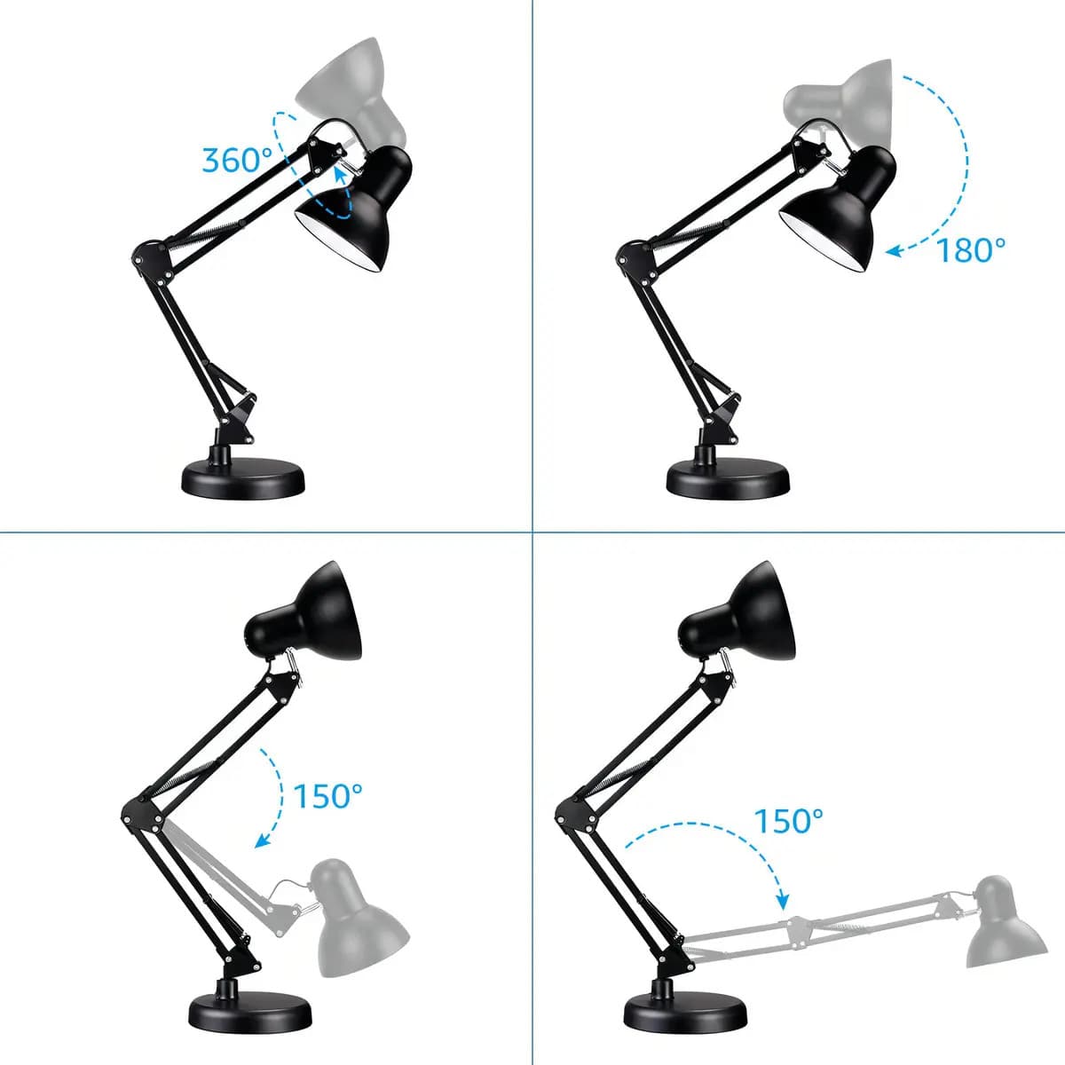Luminária De Mesa Dapon Articulada Abajur Modelo Pixar Com Base e Garra Cor Preto — imagem 6