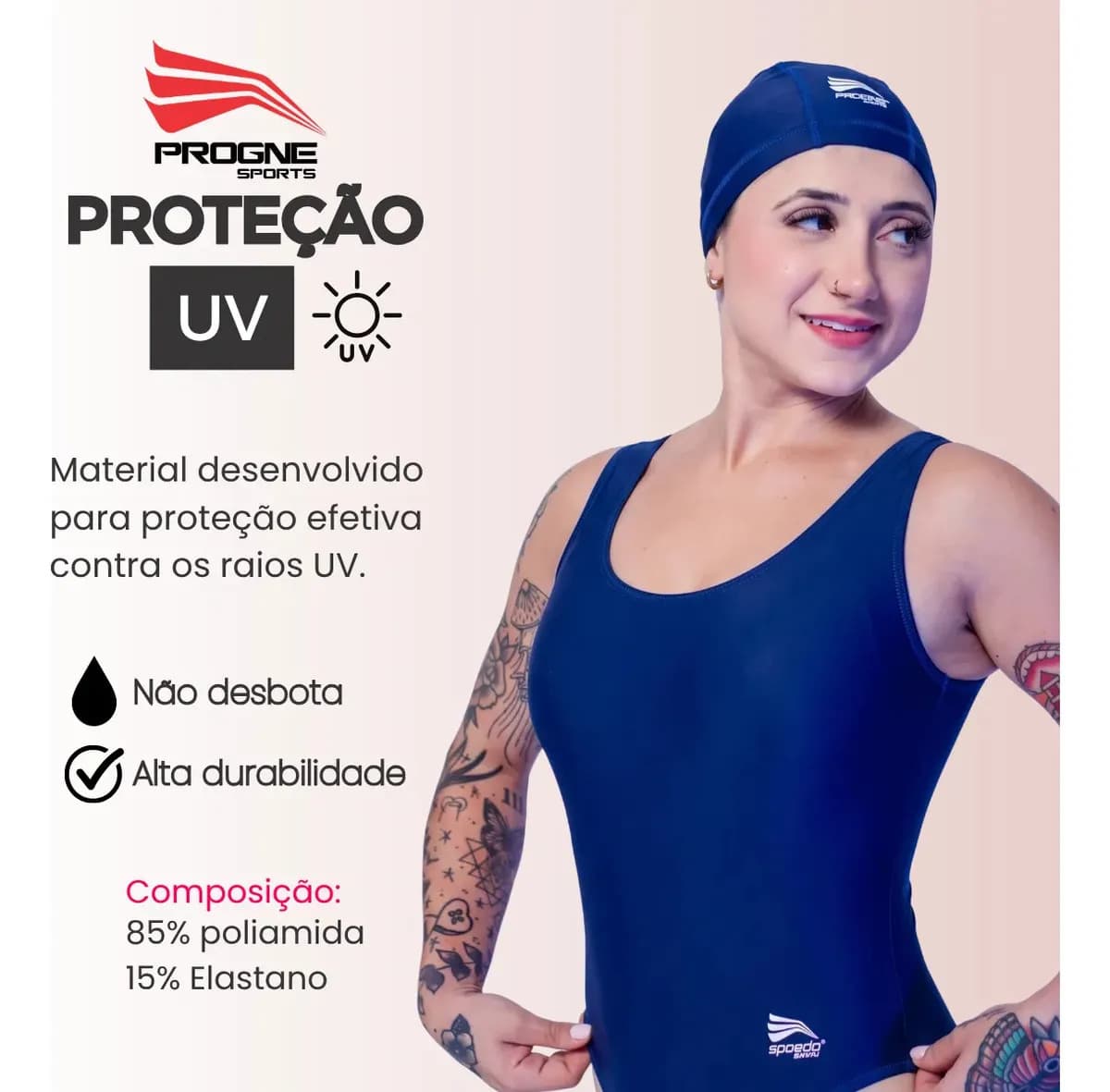 Touca Natação Hidroginástica Premium Extralife Progne Sports Azul-Marinho Tamanho Único — imagem 4