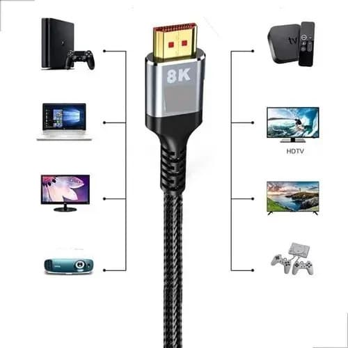 Cabo HDMI 2.1 8K 120Hz 2 Metros Conector Ouro Alta Velocidade — imagem 2