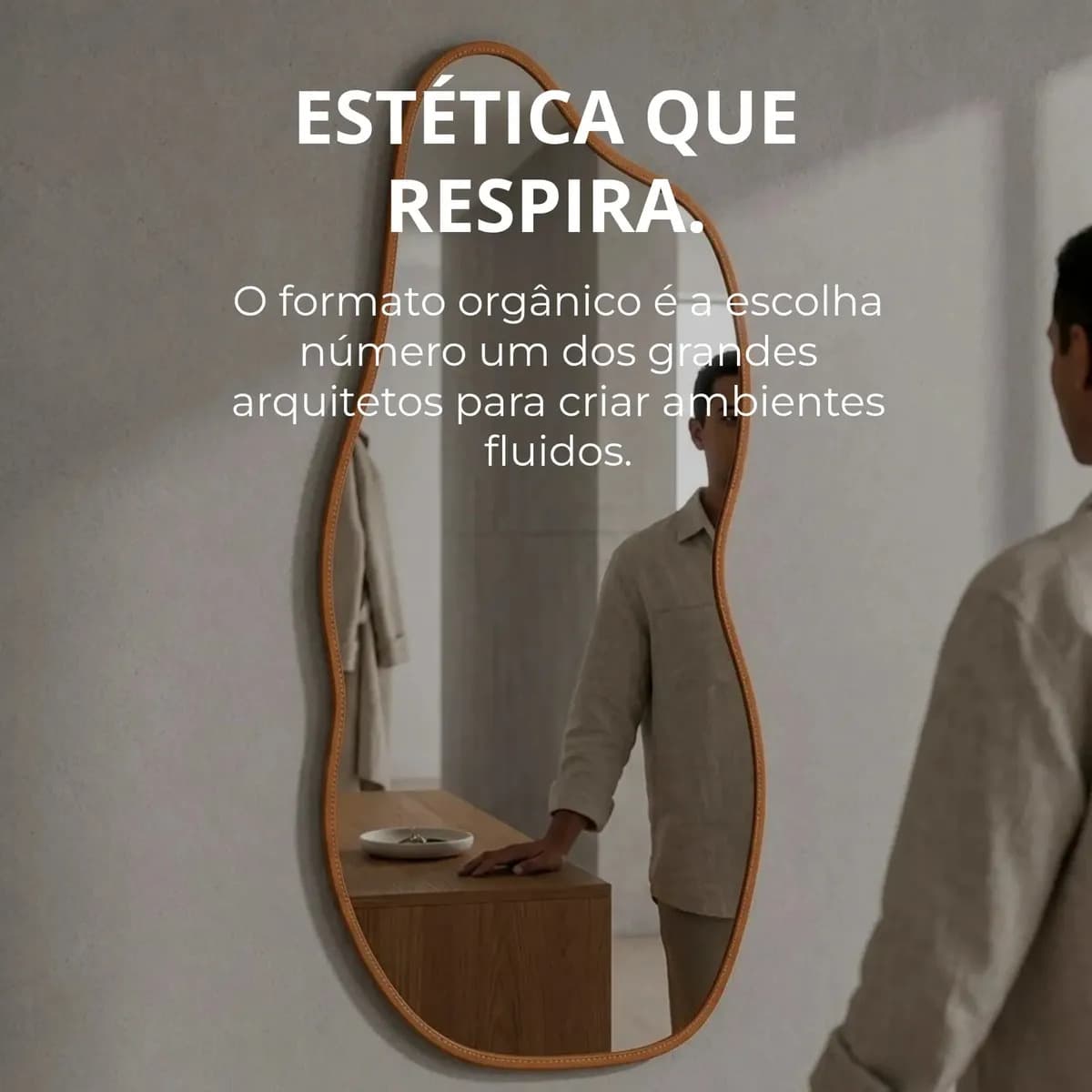 Espelho 100x50 Orgânico Corpo Inteiro Grande Moldura Caramelo — imagem 6