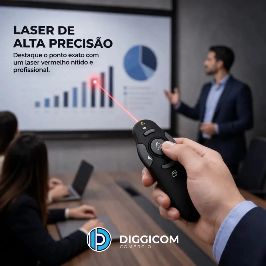 Apresentador Controle Passador Slide Caneta Laser Profissional Sem Fio Preto Mouse Multimidia Wireless Usb Para Palestras Aulas Reuniões Apresentações Usb - Dig — imagem 5