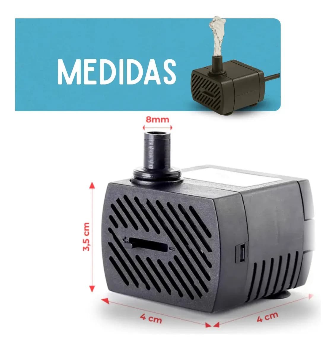 Bomba Submersa 200 L/h Bivolt 3w Fontes Aquarios Bebedouro — imagem 3