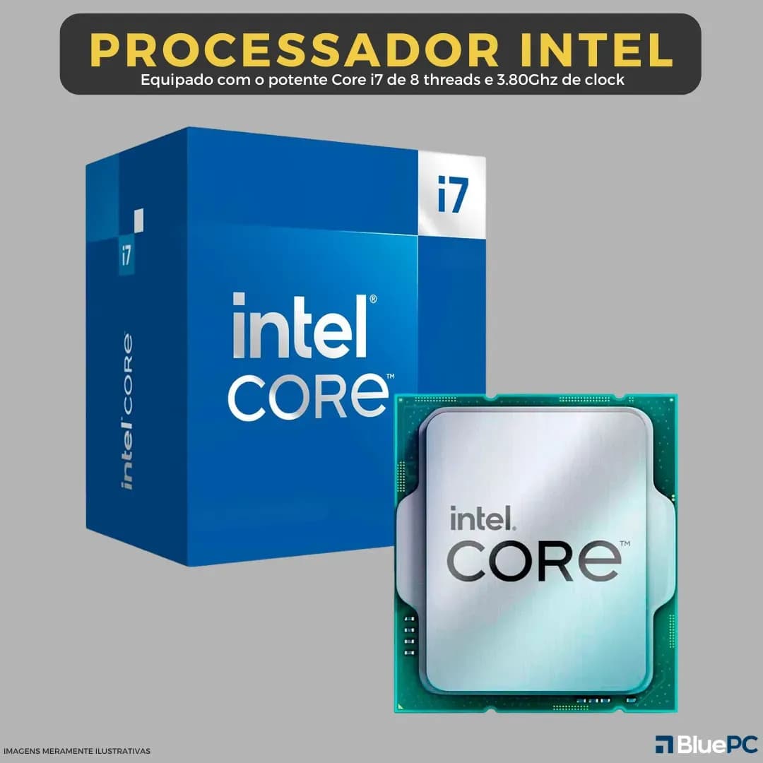 Computador Completo Top Intel Core i7 4770, 16GB RAM, SSD 512GB, Bivolt, Preto, Windows 10 Pro, Monitor 23" Full HD - BluePC CD2E-0135TO — imagem 4