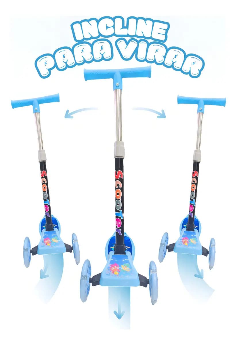 Patinete Infantil 3 Rodas com Led/Dobrável Menino/Menina — imagem 3