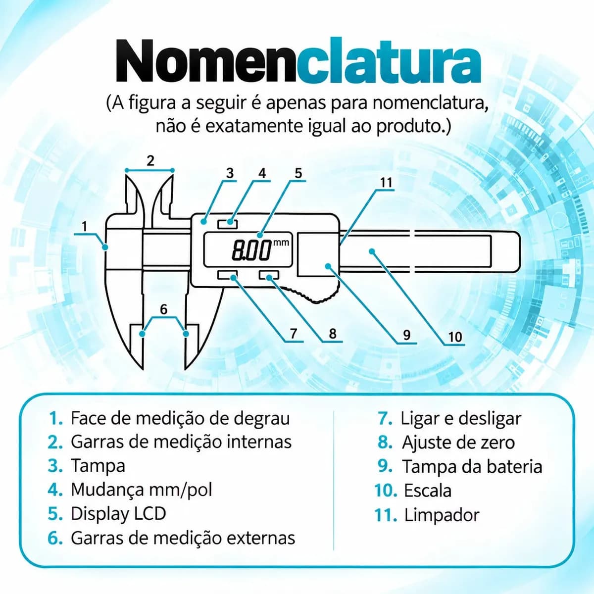 Paquímetro Digital De Alta Precisão Ferramenta De Medição Profissional 150mm (6 Polegadas) + 2 Baterias — imagem 3