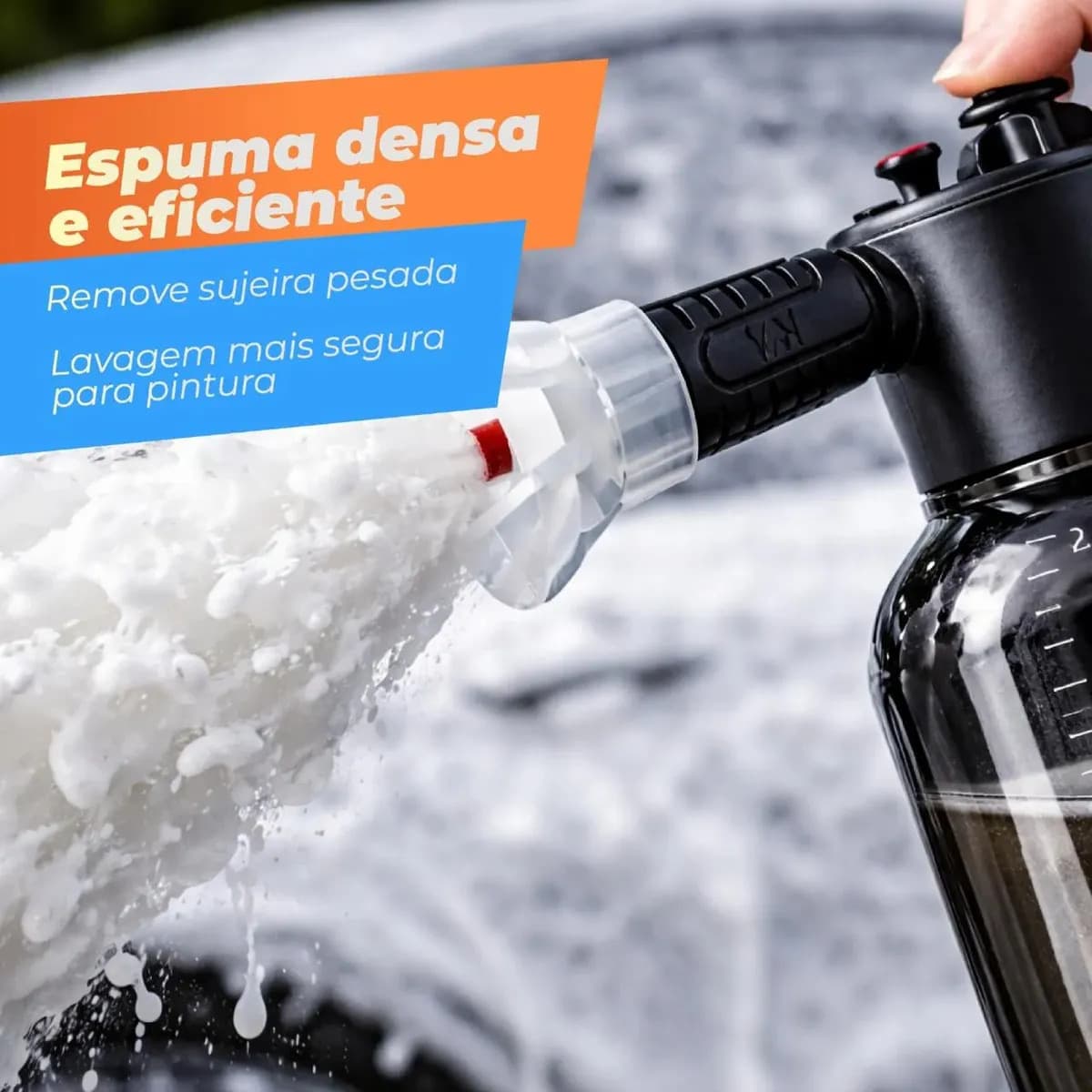 Snow Foam Pulverizador Manual Borrifador Espuma 2 Litros Alta Pressao Profissional Com 2 Bicos Automotivo Lavagem Carro Moto Limpeza Detalhamento Jardim Uso Ger — imagem 2