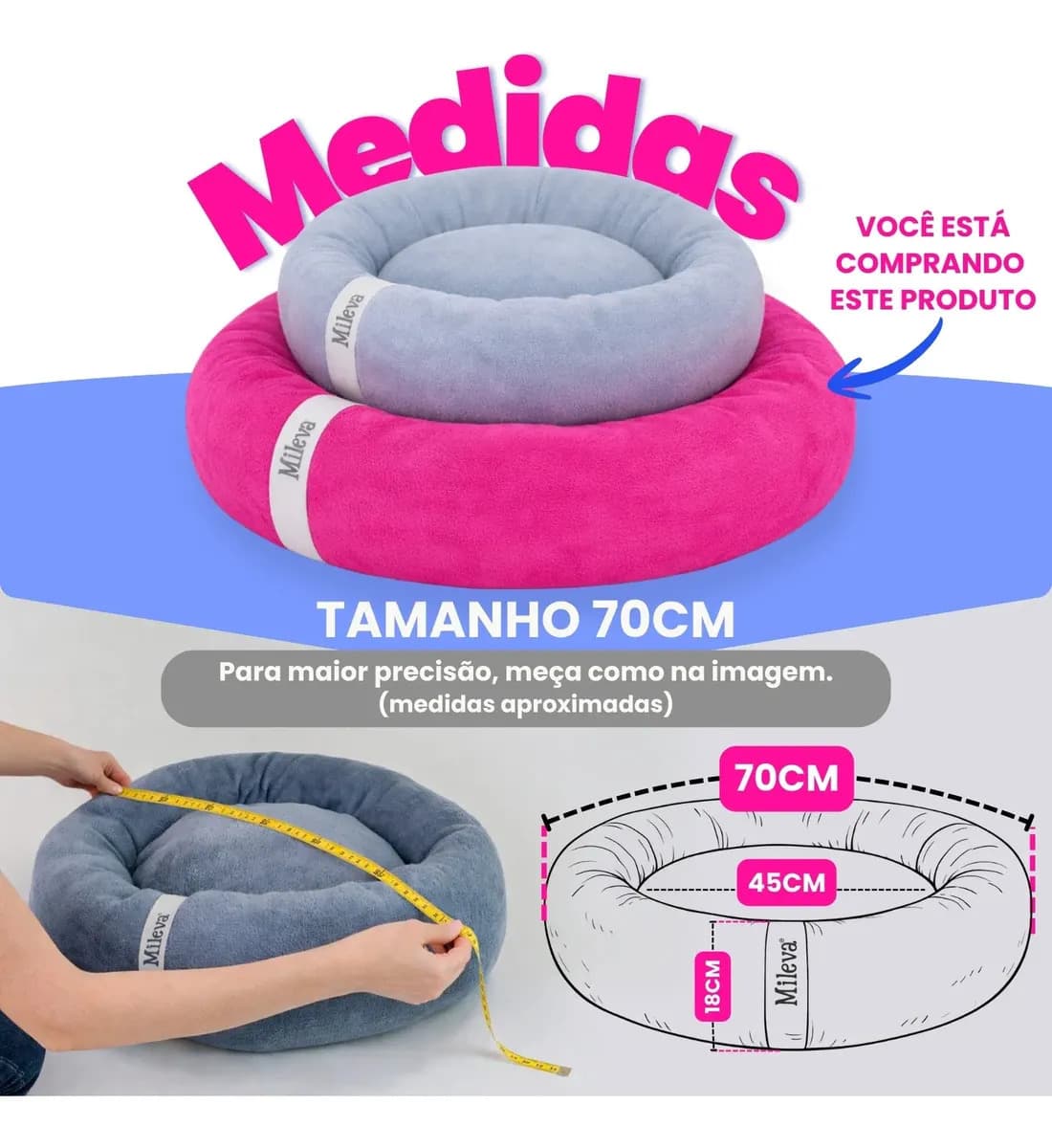 Cama De Gato Caminha Nuvem Ninho Pet Soft Redonda 70x70cm Cor Rosa-chiclete — imagem 3
