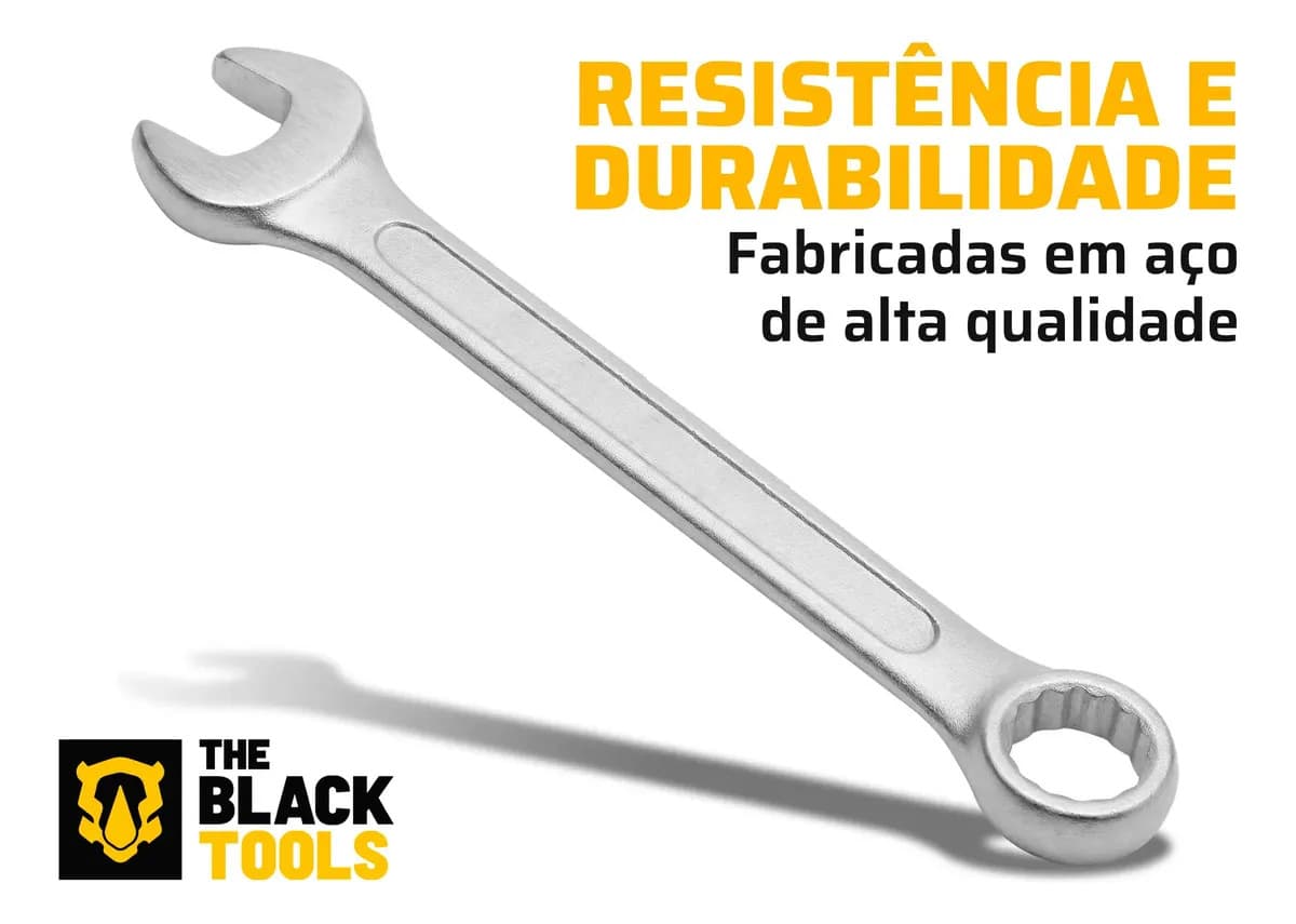 Jogo De Chave Boca E Estrela Combinada 12 Pçs Aço 6-22 Mm Cromada Profissional Tkch12 The Black Tools — imagem 2
