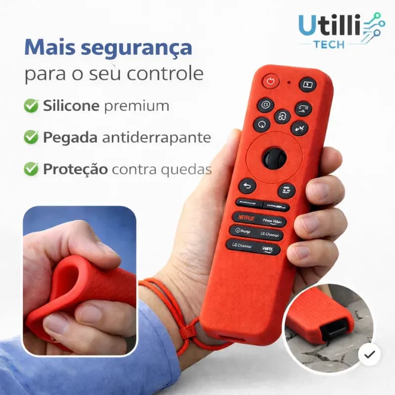 Capa de Silicone Brilha no Escuro para Controle LG MR25GA Vermelha com Aro — imagem 6