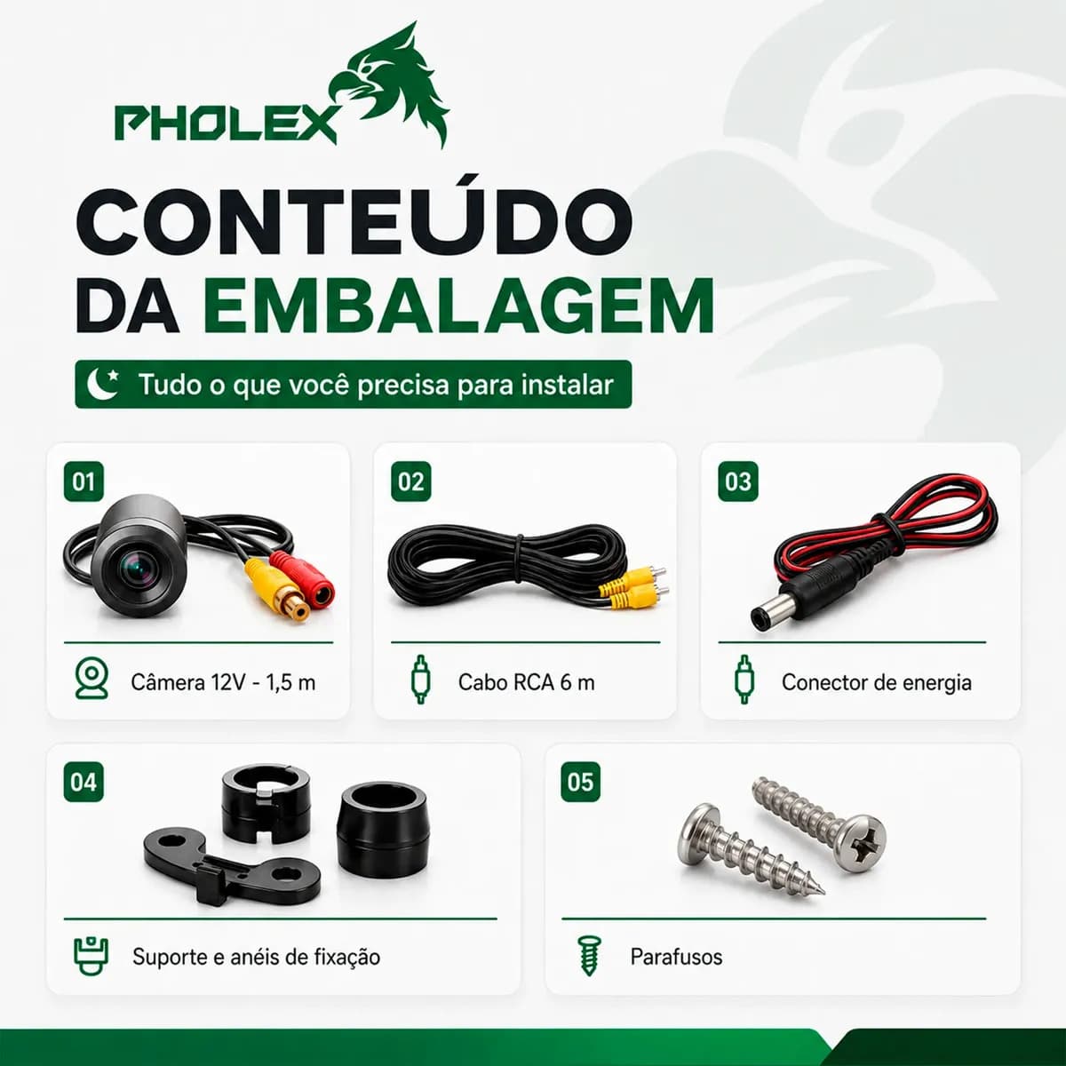 Camera De Ré HD 180° Automotiva Traseira Borboleta 2 em 1 Á Prova D'água Visão Noturna Pholex — imagem 4