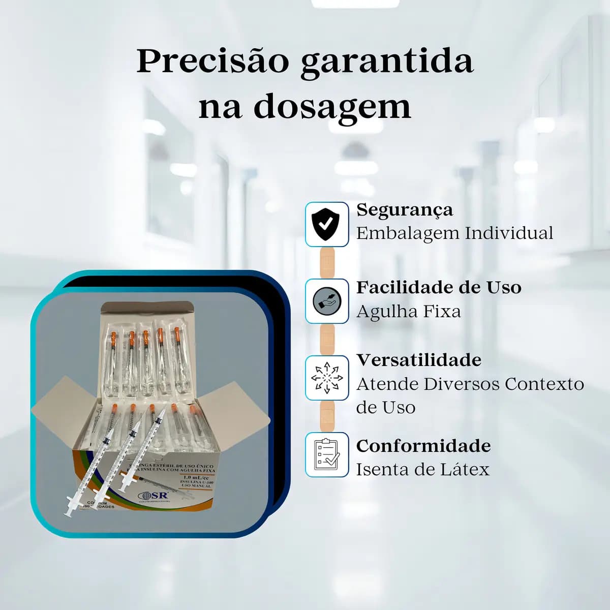 Seringa Insulina com Agulha Fixa 1ml 8mm X 0,30mm 200un SR — imagem 3