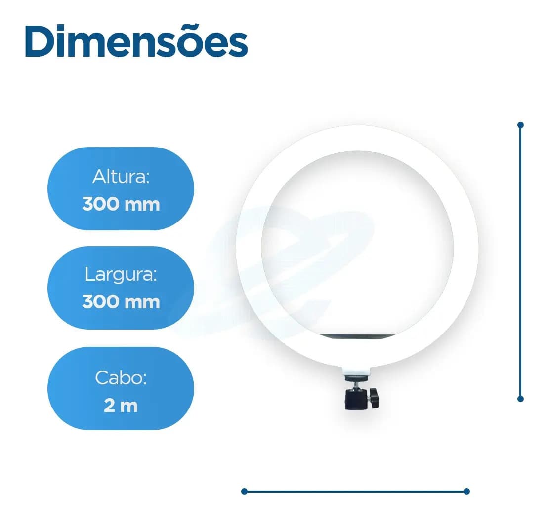 Ring Light 12 Polegadas 30cm Celular Tripé 2,10m Estrutura Preto Luz 03 Três Cores — imagem 4