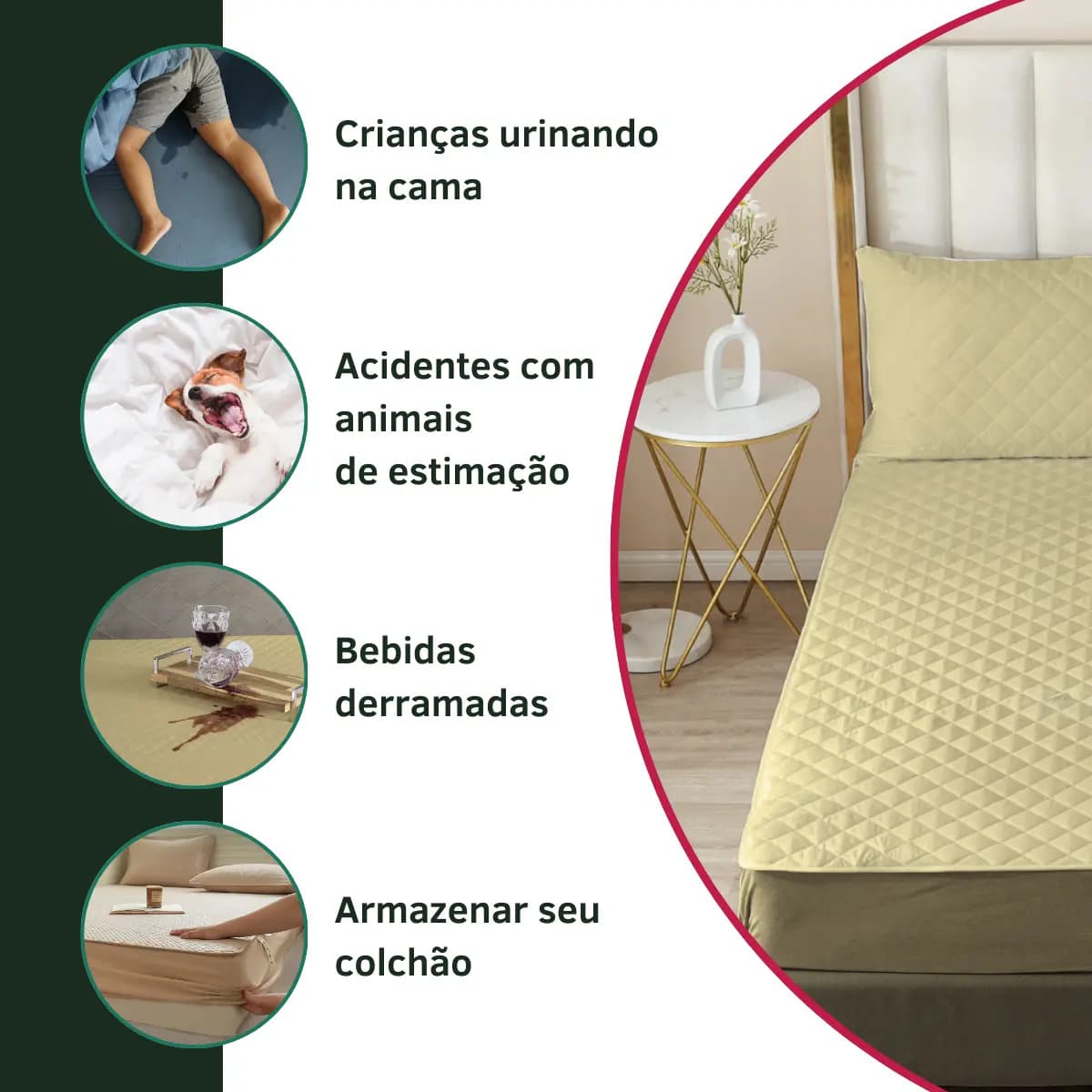 Protetor De Colchão Impermeável Matelado Solteiro Antialérgico Antiácaro Toque Macio E Suave Premium Caqui — imagem 4