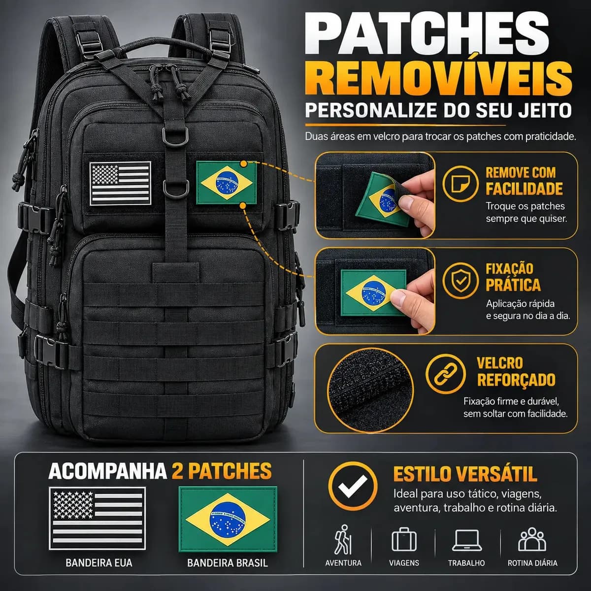Mochila Tática Masculina Militar 50L Impermeável Reforçada Grande Molle Viagem Camping Trilha Airsoft Pesca Caça Forpak — imagem 6