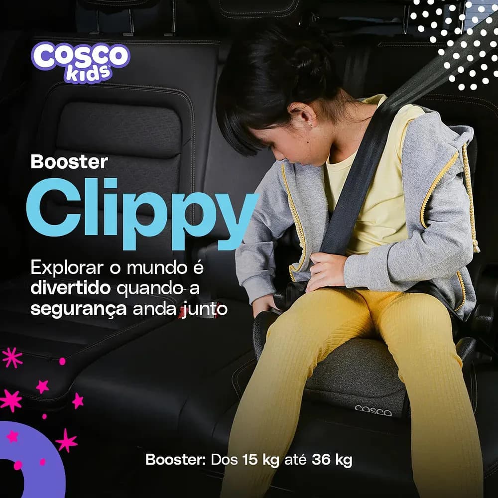Booster Cosco Kids, Clippy, até 36kg, Preto — imagem 6