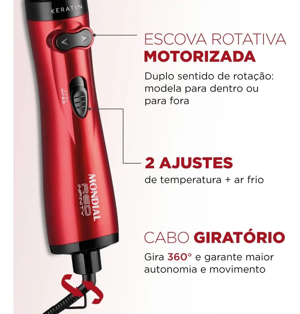 Escova Rotativa Infinity Keratin, Mondial, 1000W - ER-11-KR — imagem 3