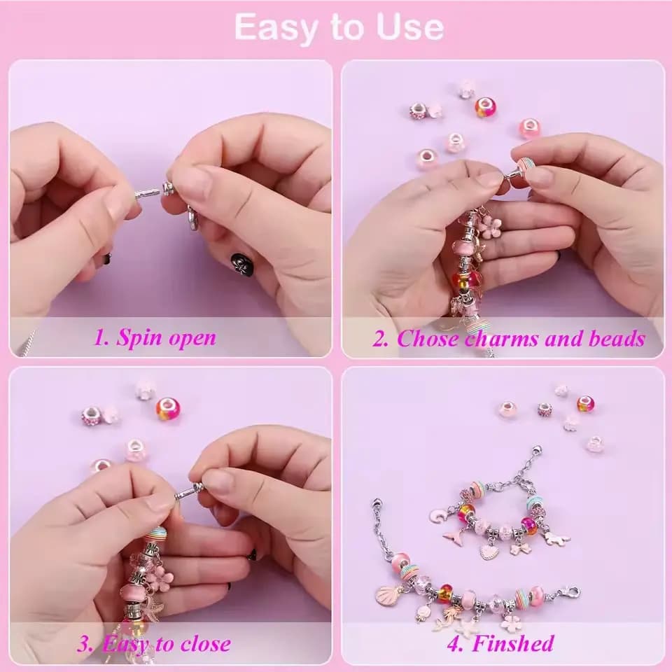 Kit Pulseira Linda Diy Com Porta De Joias P/menina Presente - Rosa — imagem 6