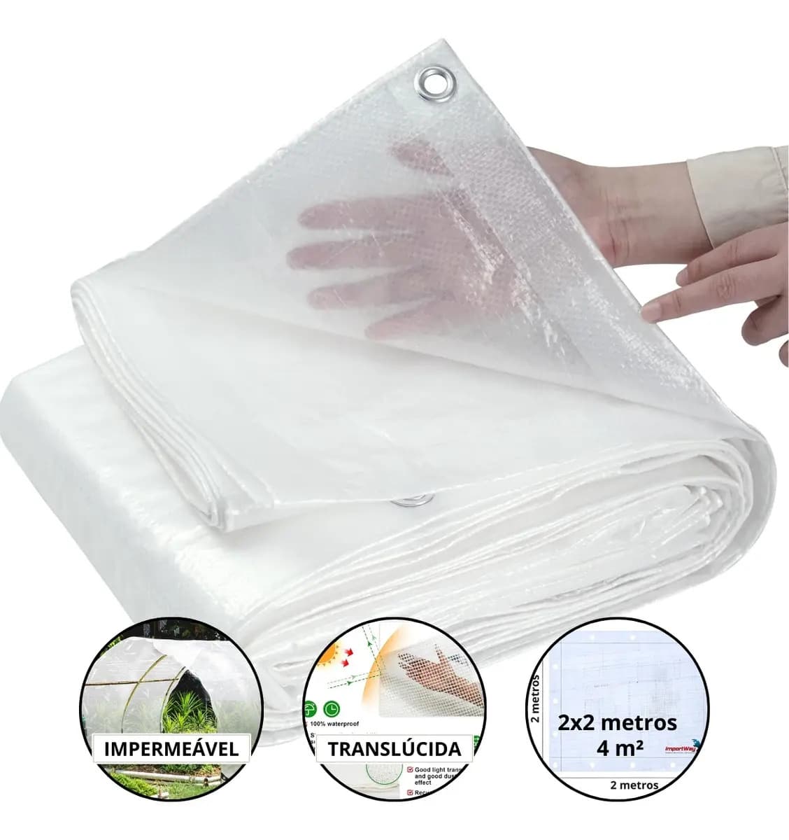 Lona Impermeável Plástica Transparente 2x2 Metros 100 Micras