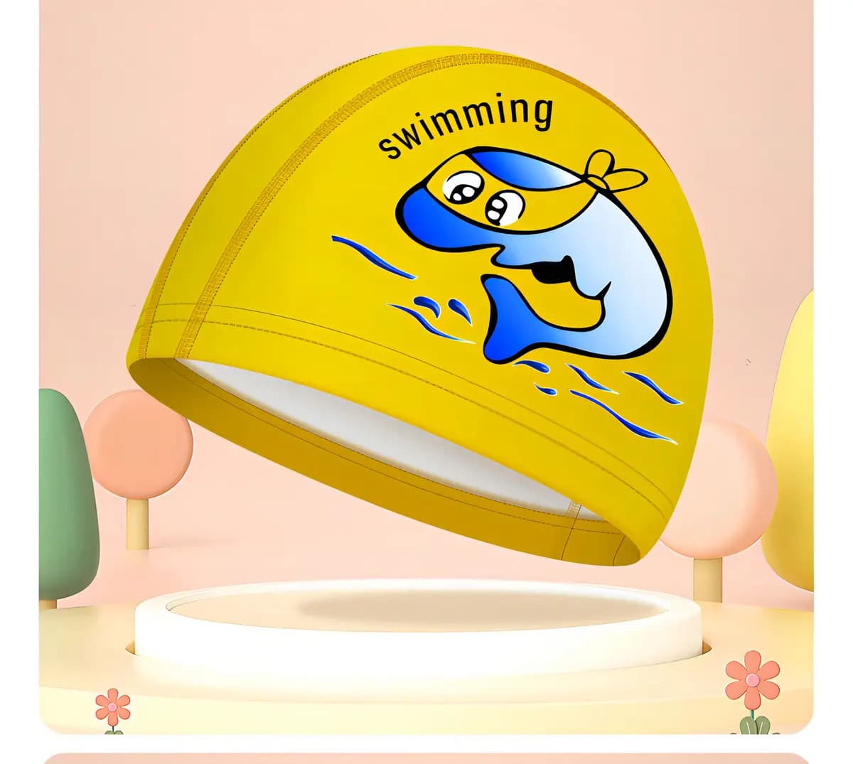 Hero Band touca de natação infantil profissional impermeável cor amarela golfinho — imagem 4