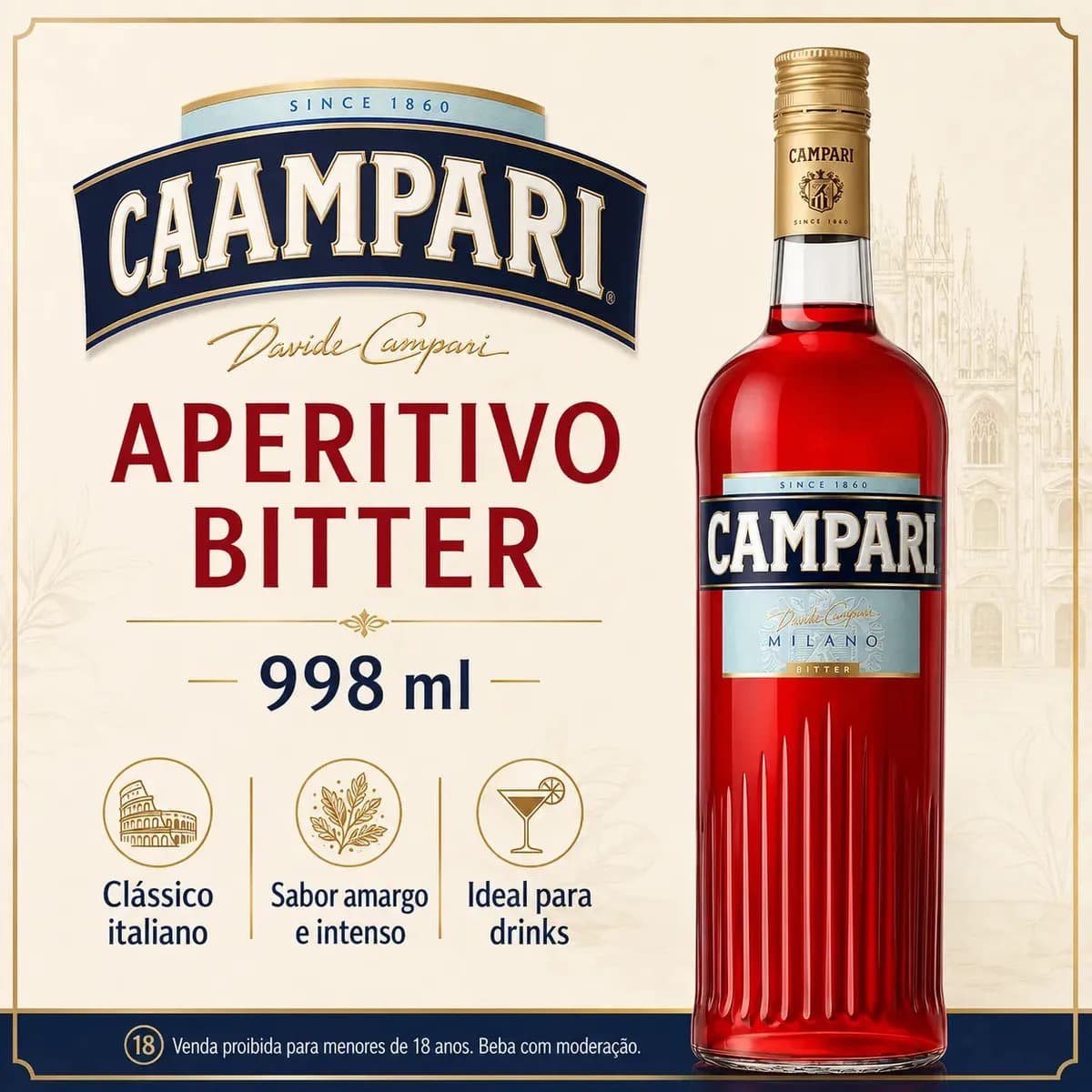 Campari Aperitivo Bitter 998ml — imagem 3