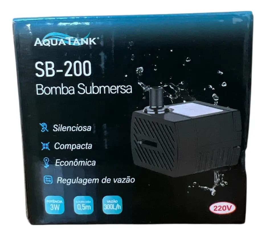 Bomba Submersa AquaTank SB-200 Aquário Fonte 300 L/H — imagem 3