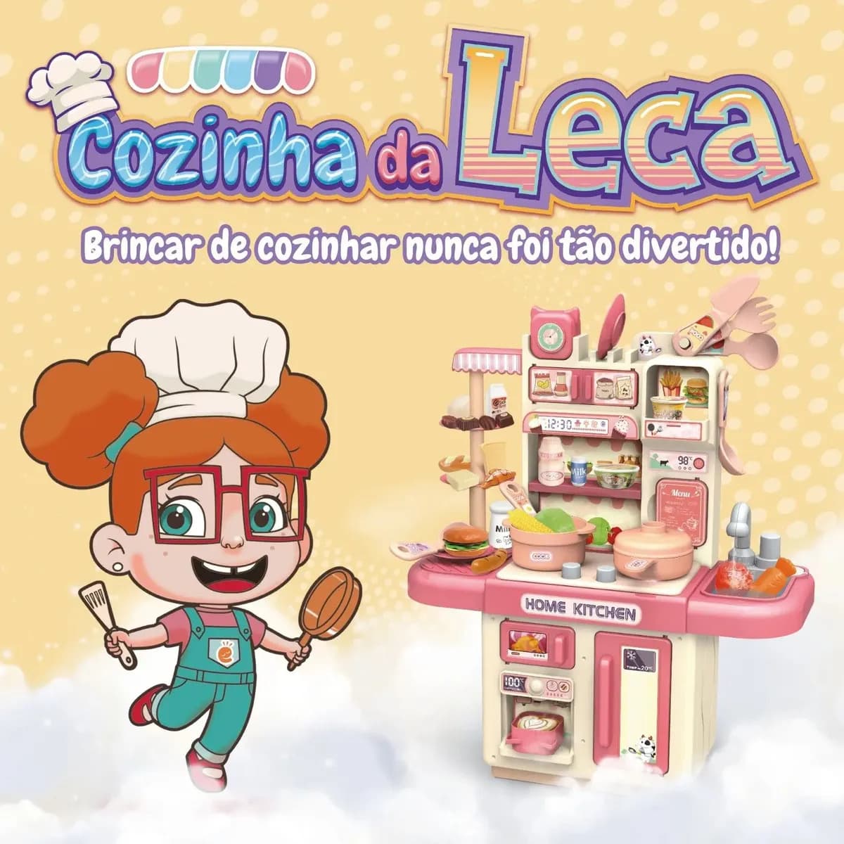 Cozinha Infantil Brinquedo Com Luz 33 Acessórios Sai Água Rosa — imagem 4