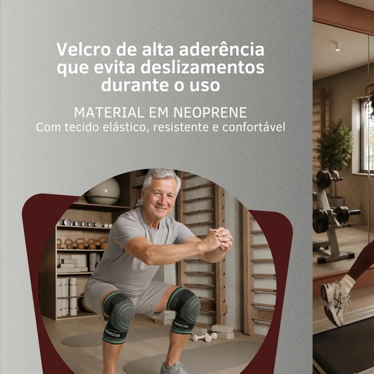 Par Joelheira Compressão Tensor Alívio Estabiliza Dores Joelho Lesão Ligamento Crossfit Ortopedica Meia Articulada Perna Marca Ex Decor — imagem 5
