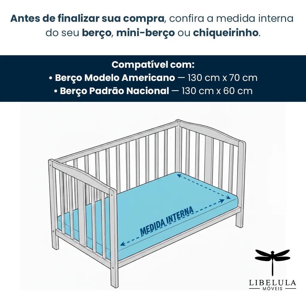 Colchão De Berço Impermeável 130x0,60 D18 Cor Branco - Libélula Moveis — imagem 6