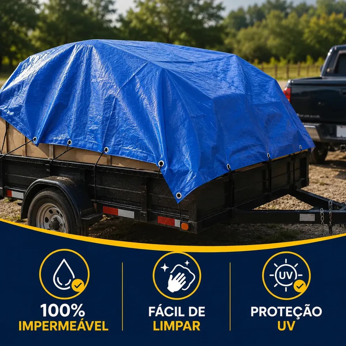Lona Plástica Azul 5x3 Com Corda Impermeável Reforçada — imagem 2