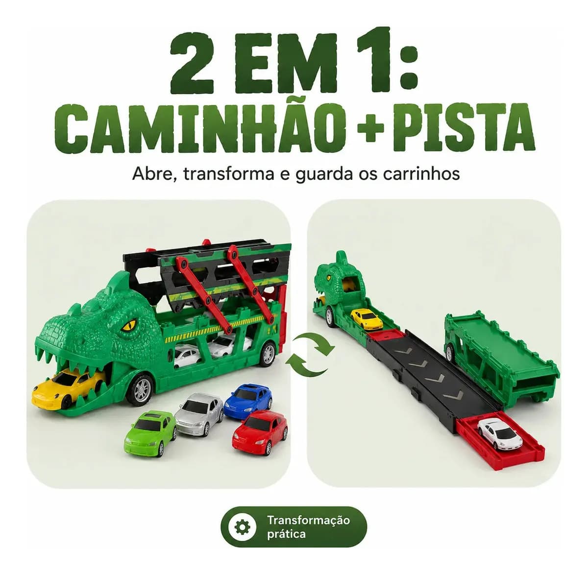 Lançador Dino Dinossauro 6 Carrinhos Brinquedo Infantil Pista De Corrida Super Velocidade Automático Presente Menino 3 anos — imagem 3