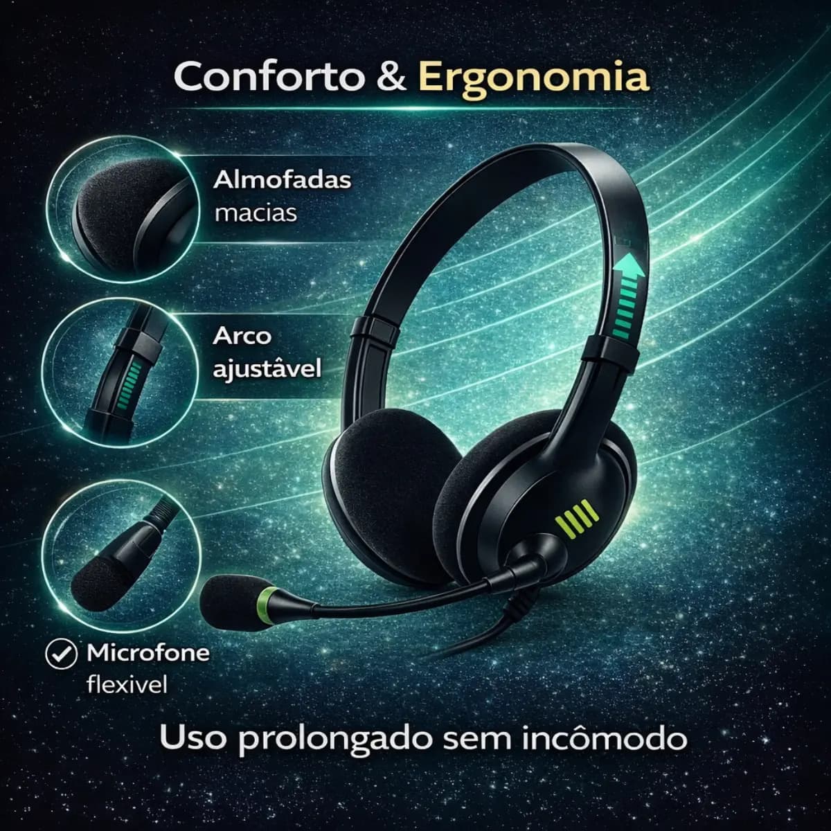 Fone De Ouvido Headset Office Usb Microfone Reunião Empresa Call Computador Telefone Pc Notebook Microfone Para Reunião Home Office Jogos Trabalho — imagem 5