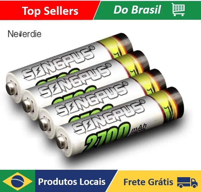 4 Pilhas Recarregável AAA 2700 No Blister Ideal Para Varios Aparelho recarregavel