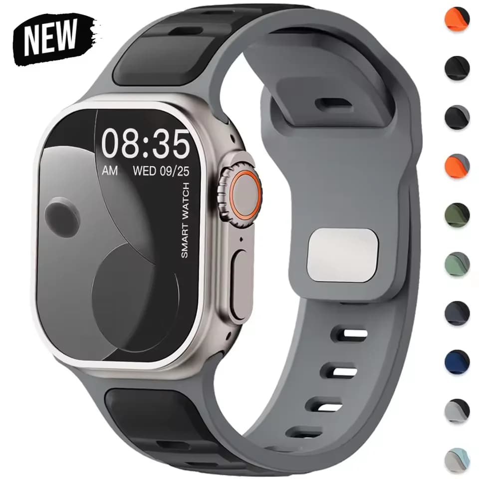 Para iwatch série 11 10 9 8 7 6 5 4 se3 ultra 1 2 pulseira de silicone pulseira esportiva para apple watch 49mm 46mm 45mm 44mm 42mm 41mm 40mm