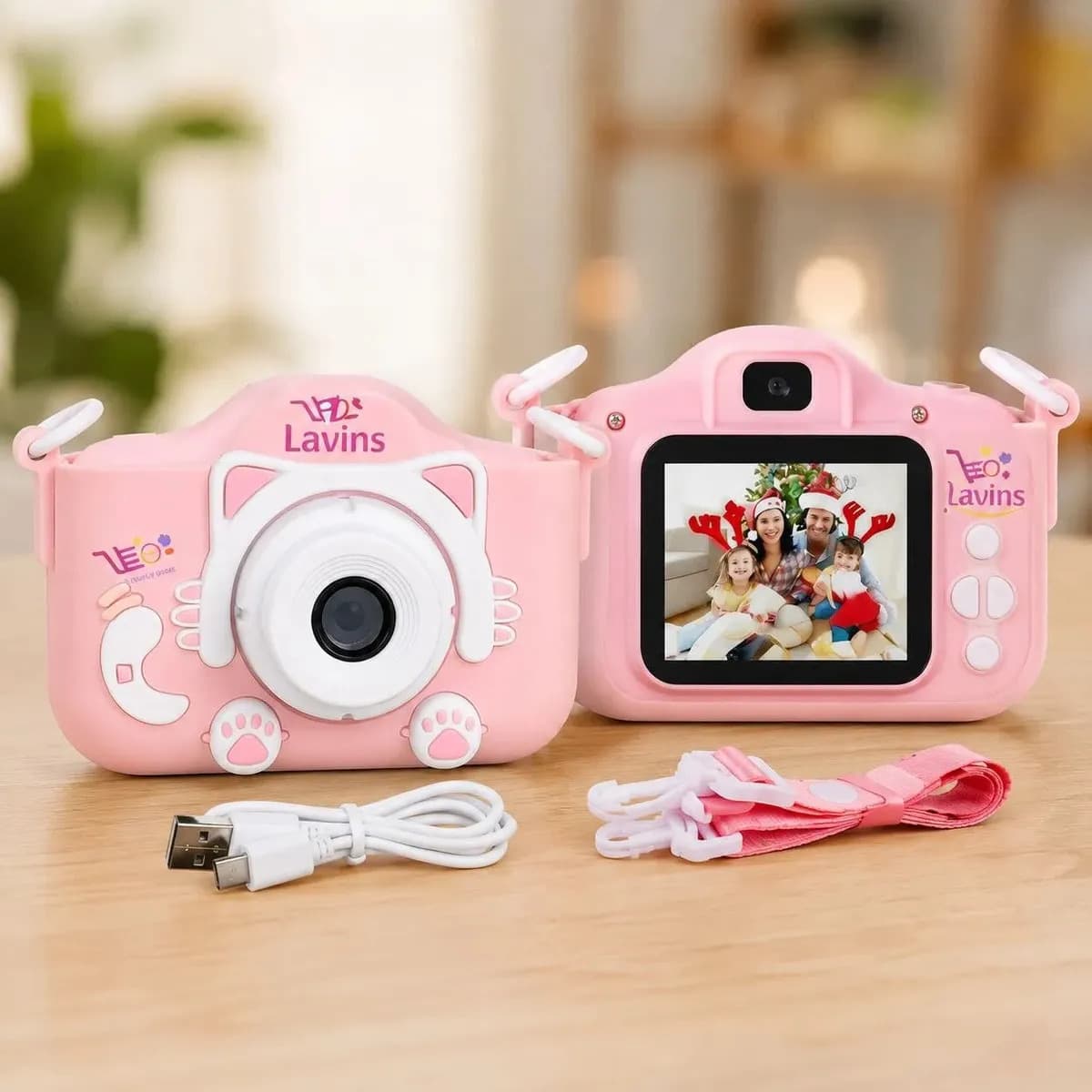 Camera Digital Infantil Gato Fotos Jogos Com Anti Queda Alça Marca Lavins