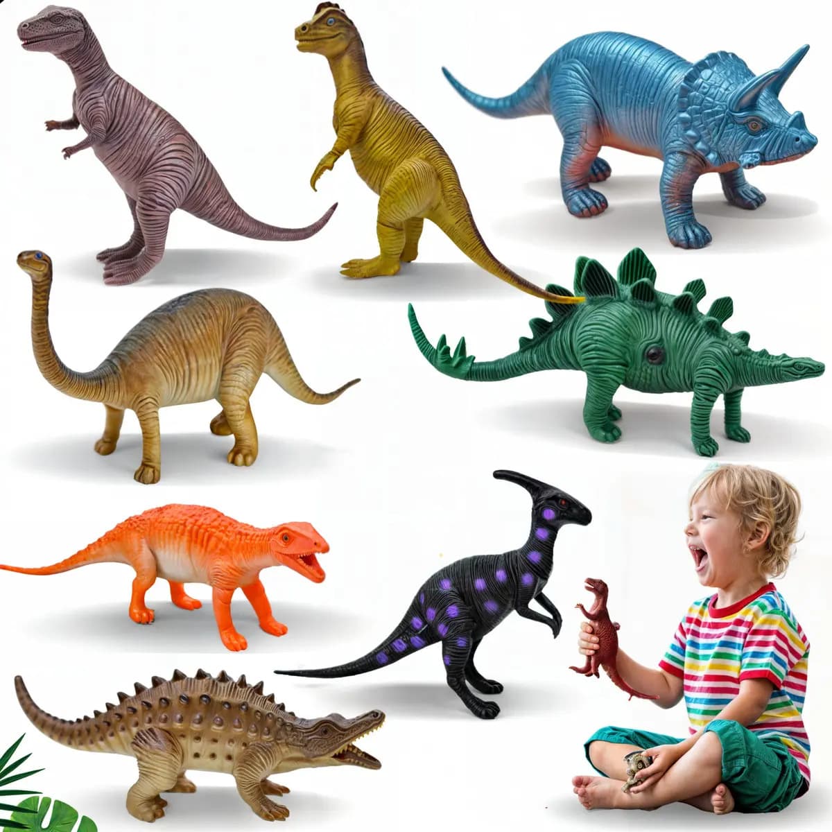 Kit 8 Dinossauros Dino World em Borracha Soft 3-6 anos