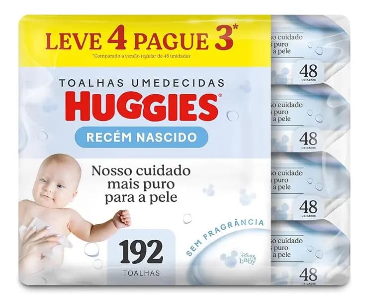 Lenços Umedecidos Huggies Recém Nascido Pack C/4 - 192 Un