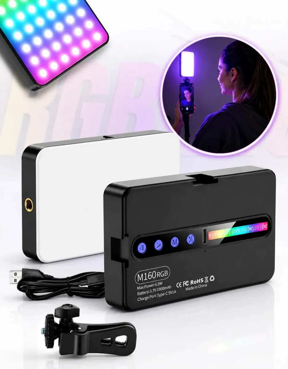 Luz De Preenchimento Led Rgb Para Foto Vídeo Recarregável Iluminador Portátil Retangular Ring Light