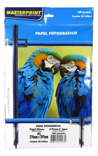 Papel Fotografico Glossy 180g A4 Masterprint 20 Folhas