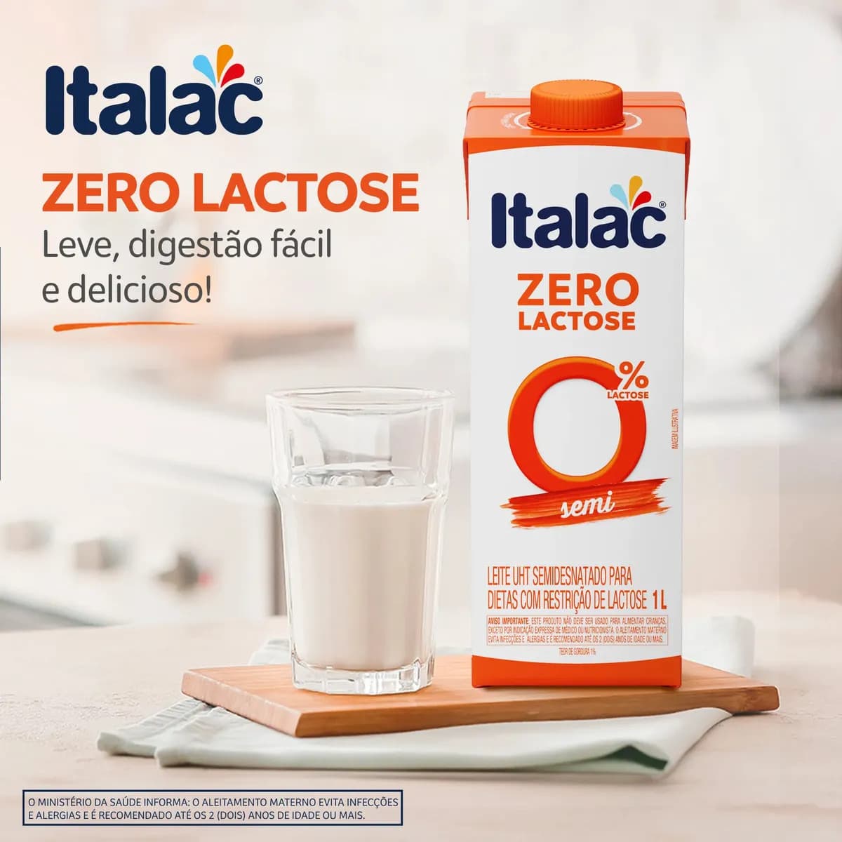 Leite Uht Semidesnatado Zero Lactose Italac Edge 1L