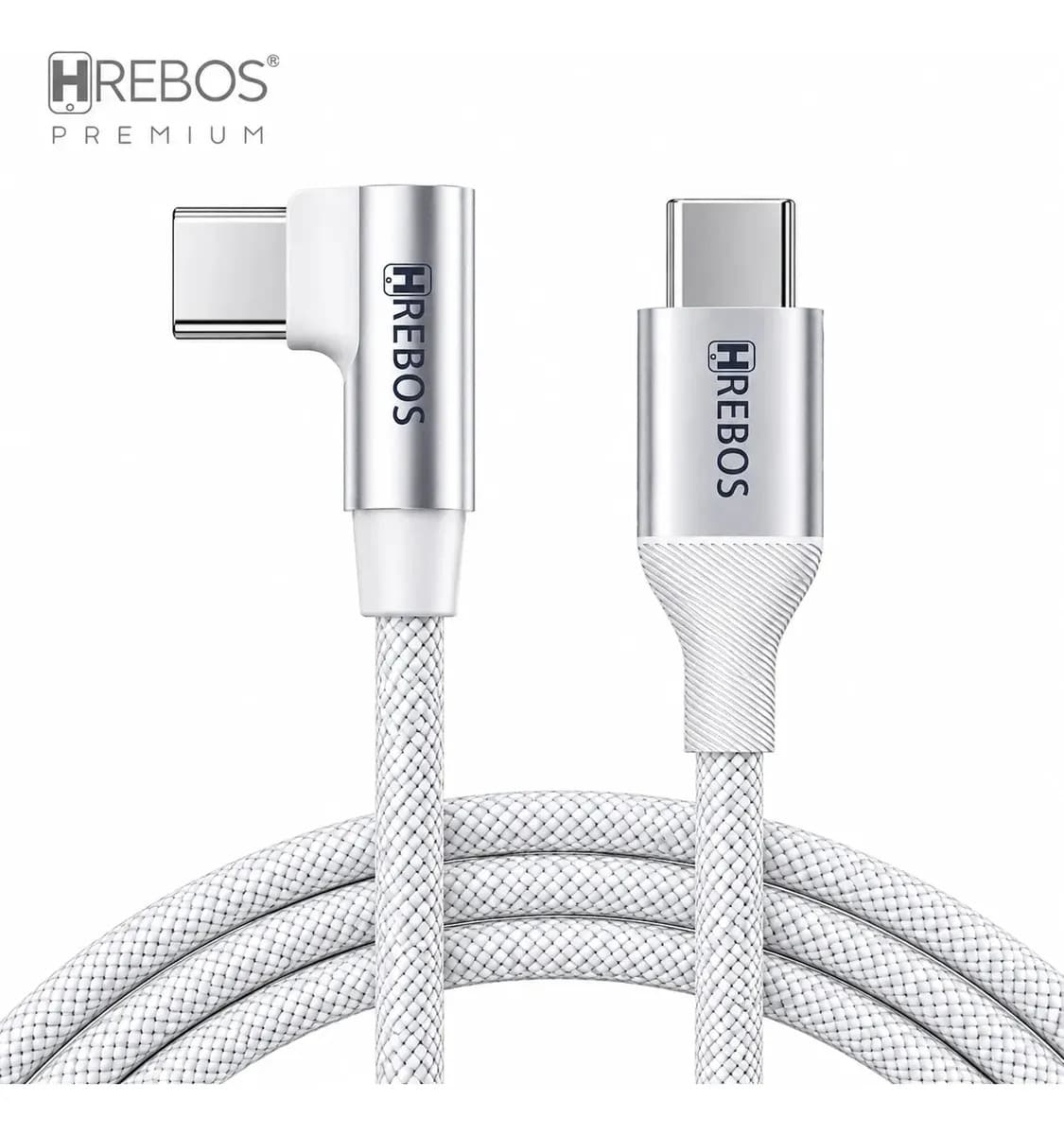 Cabo Carregador Usb C Tipo C 90° L Gamer Reforçado 1.8m Cor Branco