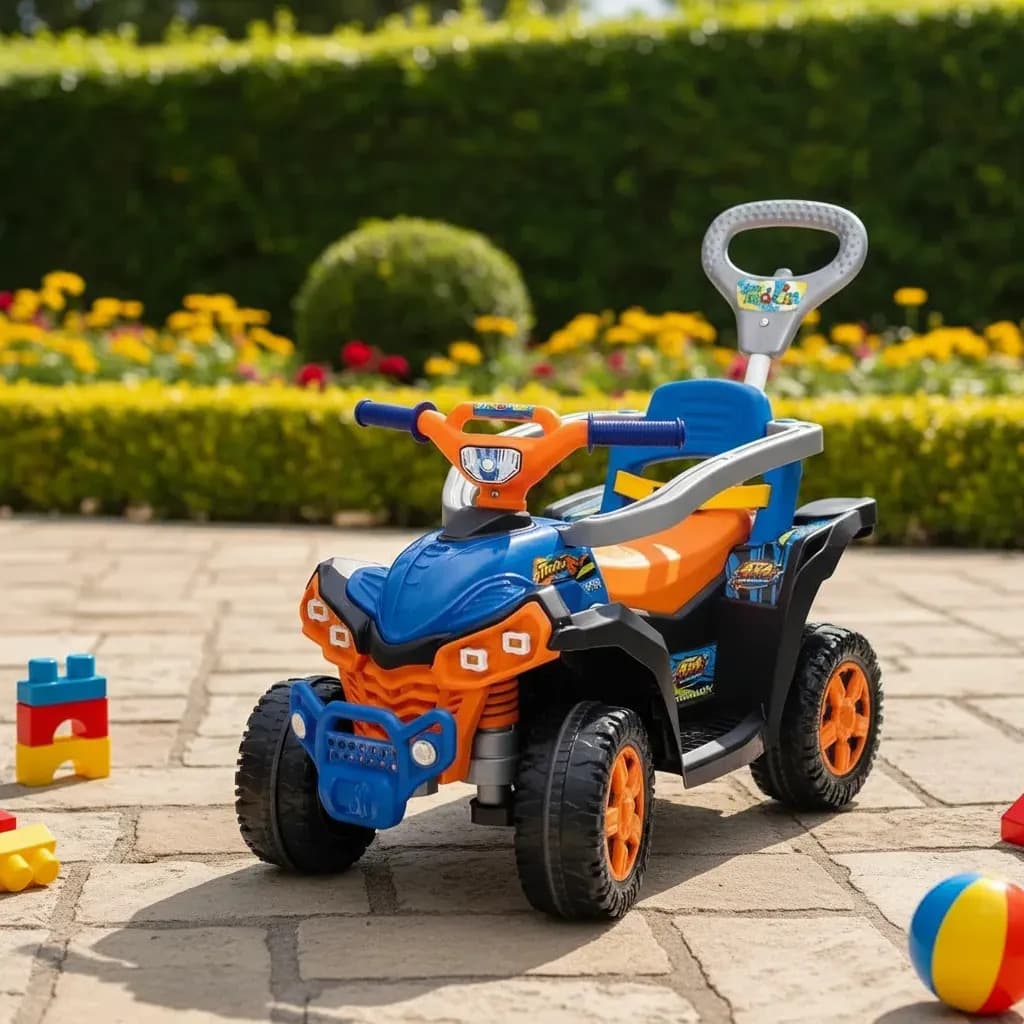 Carrinho De Passeio Wheels Quadriciclo Infantil Andador Empurrador Maral Baby Quad Laranja