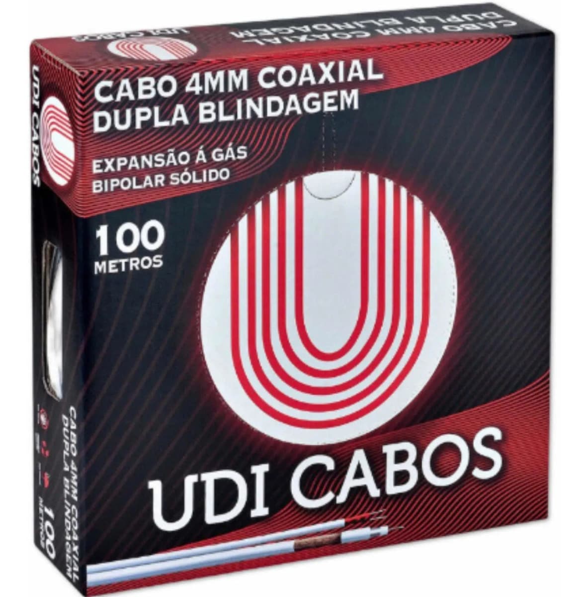 Cabo UDI Coaxial 4 Mm Bipolar Hd 100 Mts Dupla Blindagem P/ Cftv