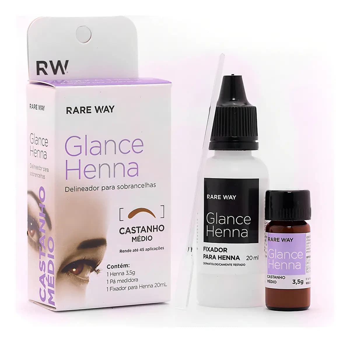 Rare Way Glance Henna Sobrancelhas Castanho Médio À Prova D'Água 15 Dias