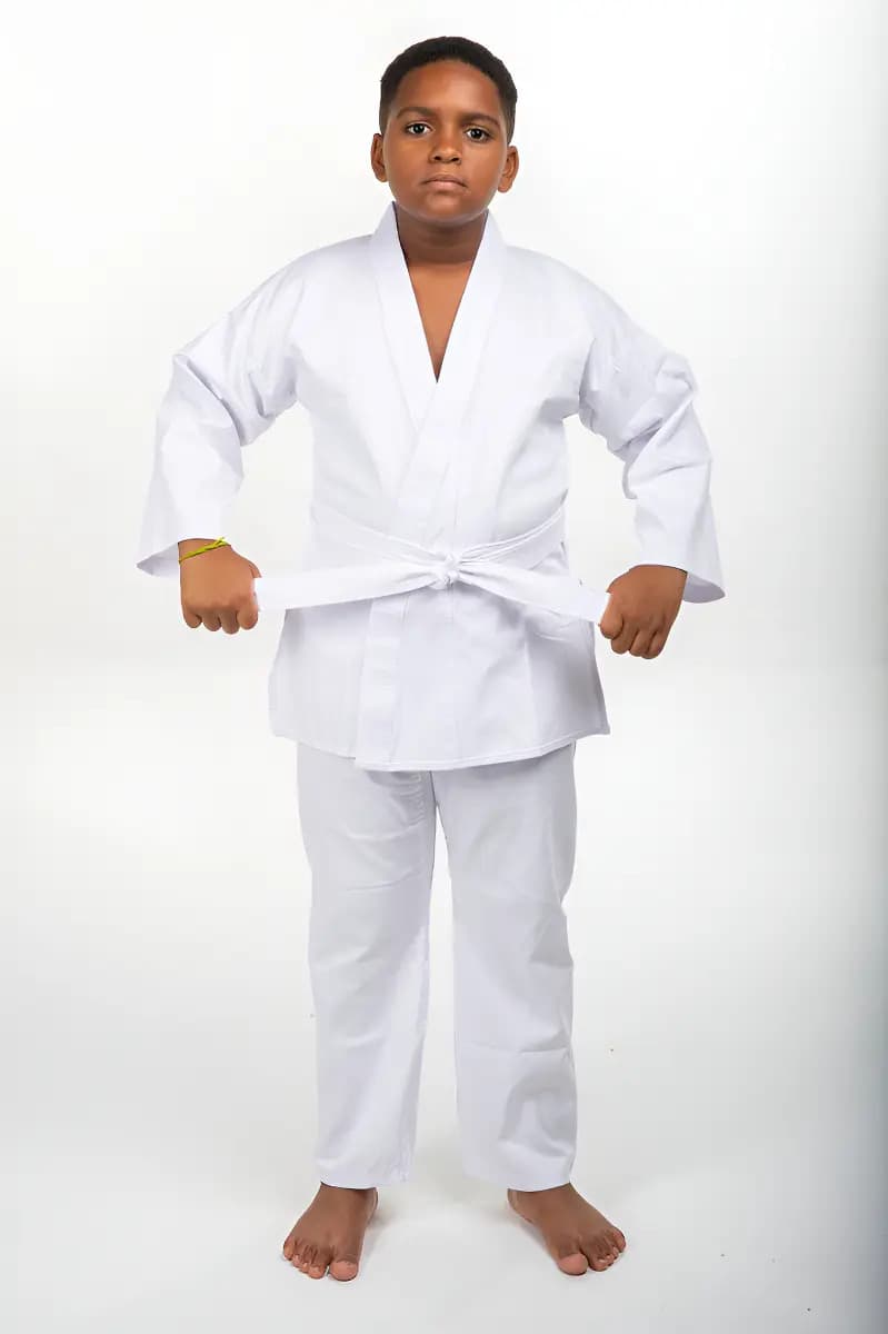 Kimono Infantil Kids + Faixa Judô Jiu Jitsu Haganah Cor Branco Tamanho M000